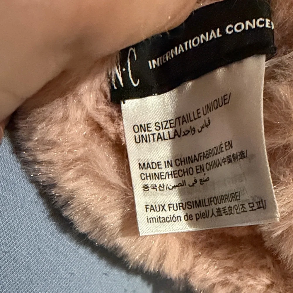 INC Pink Faux Fur Mini Hand Muffler